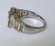 Load image into Gallery viewer, Sterling Simulated Champagne Diamond CZ Ring sz 10
