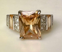 Load image into Gallery viewer, Sterling Simulated Champagne Diamond CZ Ring sz 10
