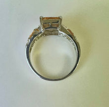 Load image into Gallery viewer, Sterling Simulated Champagne Diamond CZ Ring sz 10
