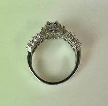 Load image into Gallery viewer, Sterling Simulated Sapphire CZ Halo Ring sz 9.75
