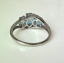 Load image into Gallery viewer, Sterling Blue Topaz 3-Stone Ring sz 9

