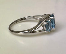 Load image into Gallery viewer, Sterling Blue Topaz 3-Stone Ring sz 9
