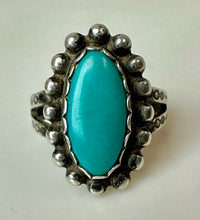 Load image into Gallery viewer, Vintage Native American Sterling Turquoise Ring sz 4.5
