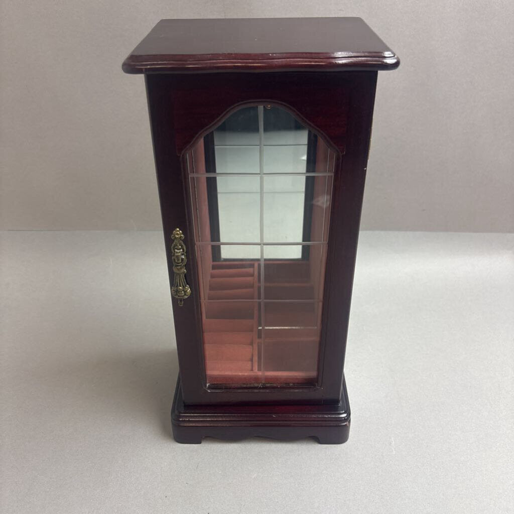 Vintage Mahogany Tall Jewelry Box (13