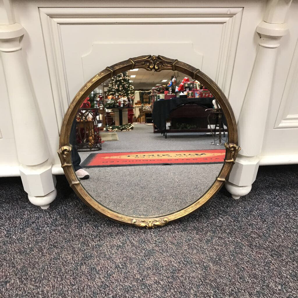 Antique Round Gold Framed Mirror (26