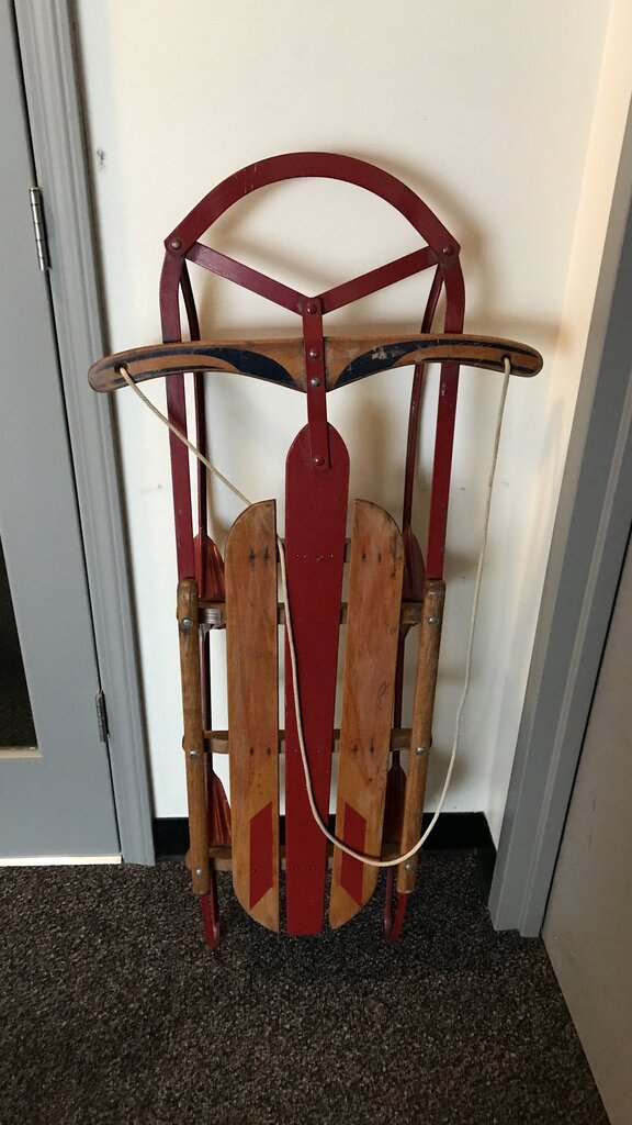 Vintage Floating Steering Metal/Wood Sled (48