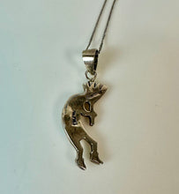 Load image into Gallery viewer, Sterling Turquoise Onyx Coral Mother of Pearl Inlay Kokopelli Pendant on 20" Chain
