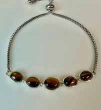 Load image into Gallery viewer, Sterling Tigers Eye Adjustable Bolo Bracelet
