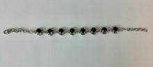Load image into Gallery viewer, Chuck Clemency STS Sterling Onyx Flower Link Bracelet (7.5&quot;)
