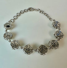 Load image into Gallery viewer, Chuck Clemency STS Sterling Onyx Flower Link Bracelet (7.5")

