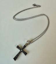 Load image into Gallery viewer, Sterling Scroll Design 1.5" Cross Pendant on 20" Chain
