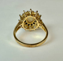Load image into Gallery viewer, Gold Vermeil Sterling Opal Sapphire Halo Ring sz 8.75
