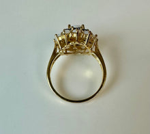 Load image into Gallery viewer, Gold Vermeil Sterling Opal Sapphire Halo Ring sz 8.75
