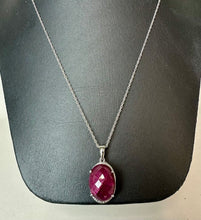 Load image into Gallery viewer, Sterling Faceted Natural Ruby Filligree Pendant on 20" Chain
