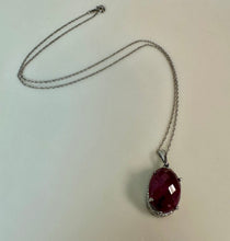 Load image into Gallery viewer, Sterling Faceted Natural Ruby Filligree Pendant on 20" Chain
