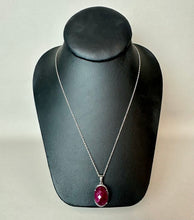 Load image into Gallery viewer, Sterling Faceted Natural Ruby Filligree Pendant on 20" Chain
