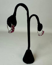 Load image into Gallery viewer, Sterling Ruby 5-Stone 0.75" Hoop Earrings
