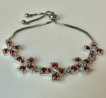 Load image into Gallery viewer, Karis Sterling Garnet Cross Link Adjustable Toggle Bracelet
