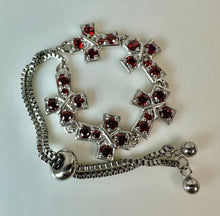 Load image into Gallery viewer, Karis Sterling Garnet Cross Link Adjustable Toggle Bracelet
