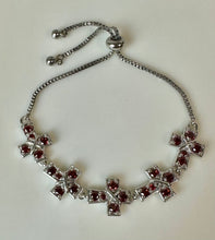 Load image into Gallery viewer, Karis Sterling Garnet Cross Link Adjustable Toggle Bracelet
