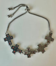 Load image into Gallery viewer, Karis Sterling Garnet Cross Link Adjustable Toggle Bracelet
