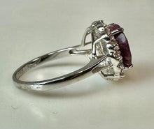 Load image into Gallery viewer, Sterling Ruby White Topaz Halo Ring sz 7
