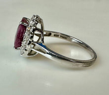 Load image into Gallery viewer, Sterling Ruby White Topaz Halo Ring sz 7
