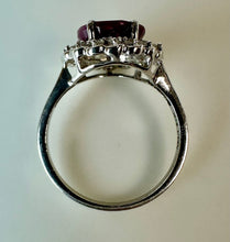 Load image into Gallery viewer, Sterling Ruby White Topaz Halo Ring sz 7
