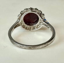 Load image into Gallery viewer, Sterling Ruby White Topaz Halo Ring sz 7
