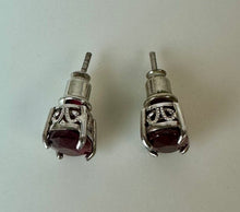 Load image into Gallery viewer, Sterling Deep Red Ruby Stud Earrings
