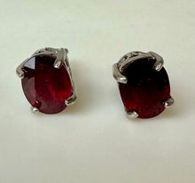 Load image into Gallery viewer, Sterling Deep Red Ruby Stud Earrings
