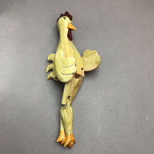 Load image into Gallery viewer, Wooden Jointed Chicken Decorative Shelf Sitter Carved Wood (12")
