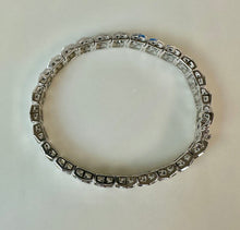 Load image into Gallery viewer, Art Deco Style Sterling Lab Created Ceylon Sapphire Tennis Bracelet (7.5")
