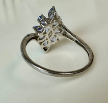 Load image into Gallery viewer, Sterling Tanzanite Cluster Ring sz 10
