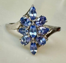 Load image into Gallery viewer, Sterling Tanzanite Cluster Ring sz 10
