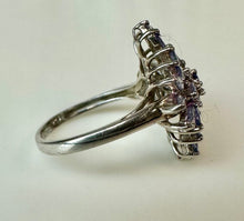 Load image into Gallery viewer, Sterling Tanzanite Cluster Ring sz 7
