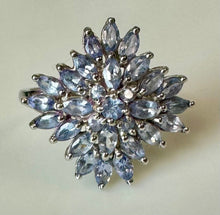 Load image into Gallery viewer, Sterling Tanzanite Cluster Ring sz 7
