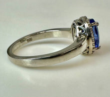 Load image into Gallery viewer, Sterling Tanzanite White Topaz Halo Ring sz 7.75
