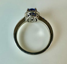 Load image into Gallery viewer, Sterling Tanzanite White Topaz Halo Ring sz 7.75
