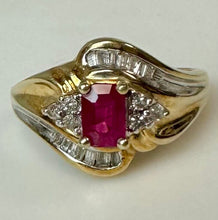Load image into Gallery viewer, 10K Gold Ruby Diamond Ring sz 9 (3.7g)
