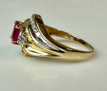 Load image into Gallery viewer, 10K Gold Ruby Diamond Ring sz 9 (3.7g)
