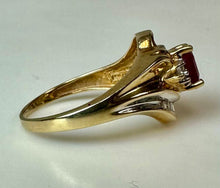 Load image into Gallery viewer, 10K Gold Ruby Diamond Ring sz 9 (3.7g)
