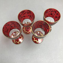 Load image into Gallery viewer, Vintage Set of 4 Egermann Czechoslovakia Sherry Glasses Hand-Painted 24k Gold Stemware (4&quot;)

