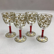 Load image into Gallery viewer, Vintage Set of 4 Egermann Czechoslovakia Sherry Glasses Hand-Painted 24k Gold Stemware (4&quot;)
