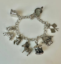Load image into Gallery viewer, Vintage Wells Sterling Souvenir Charm 7.25" Bracelet w/ 8 Charms (38.9g)
