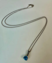 Load image into Gallery viewer, Sterling Triangular Cut Blue Topaz Diamond Accent Pendant on 20" Chain
