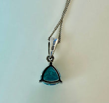 Load image into Gallery viewer, Sterling Triangular Cut Blue Topaz Diamond Accent Pendant on 20" Chain
