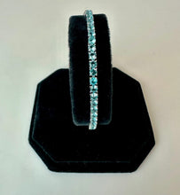 Load image into Gallery viewer, Rhodium Plated Simulated Blue Topaz Tennis Bracelet (7.5")
