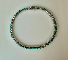 Load image into Gallery viewer, Rhodium Plated Simulated Larimar Tennis Bracelet (7.5")
