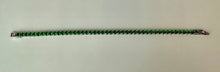 Load image into Gallery viewer, Rhodium Plated Simulated Emerald Tennis Bracelet (7.5")
